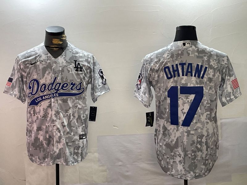 Men Los Angeles Dodgers 17 Ohtani Camo Joint Name 2024 Nike MLB Jersey style 1